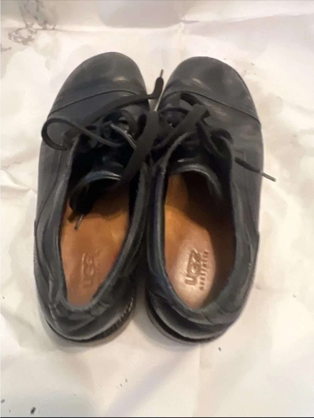 UGG Black Leather Lace-Up Derby Shoes